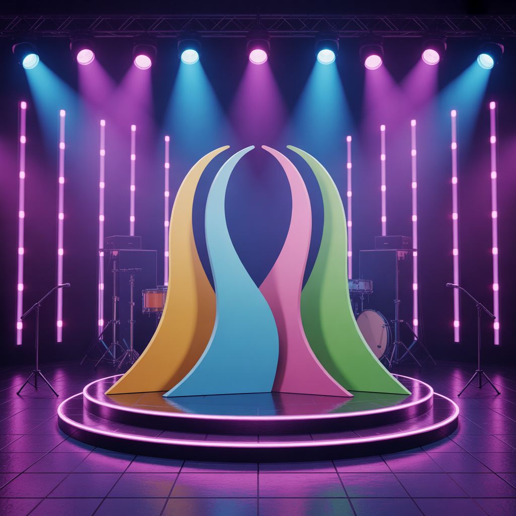 Ilustração de ondas sonoras entrelaçadas representando a harmonia vocal da dupla Felipe e Rodrigo.