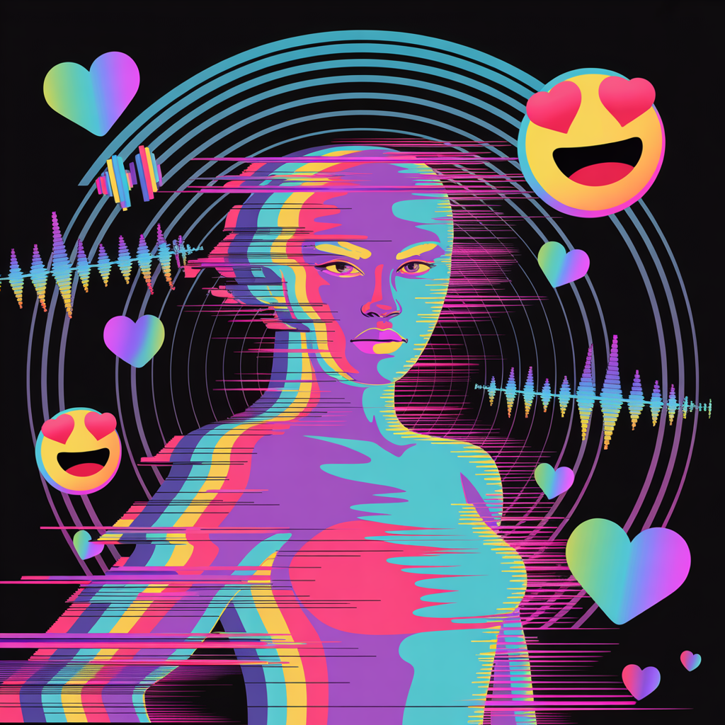 Arte abstrata simbolizando a figura empoderada da “Famosinha” no funk.