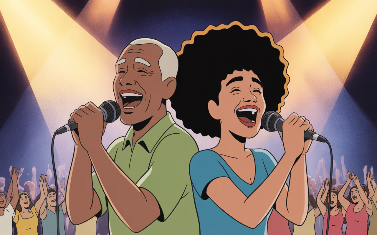 Representação das vozes de Bella Guerra e Mateus Aleluia em harmonia espiritual na música ‘Licença’.