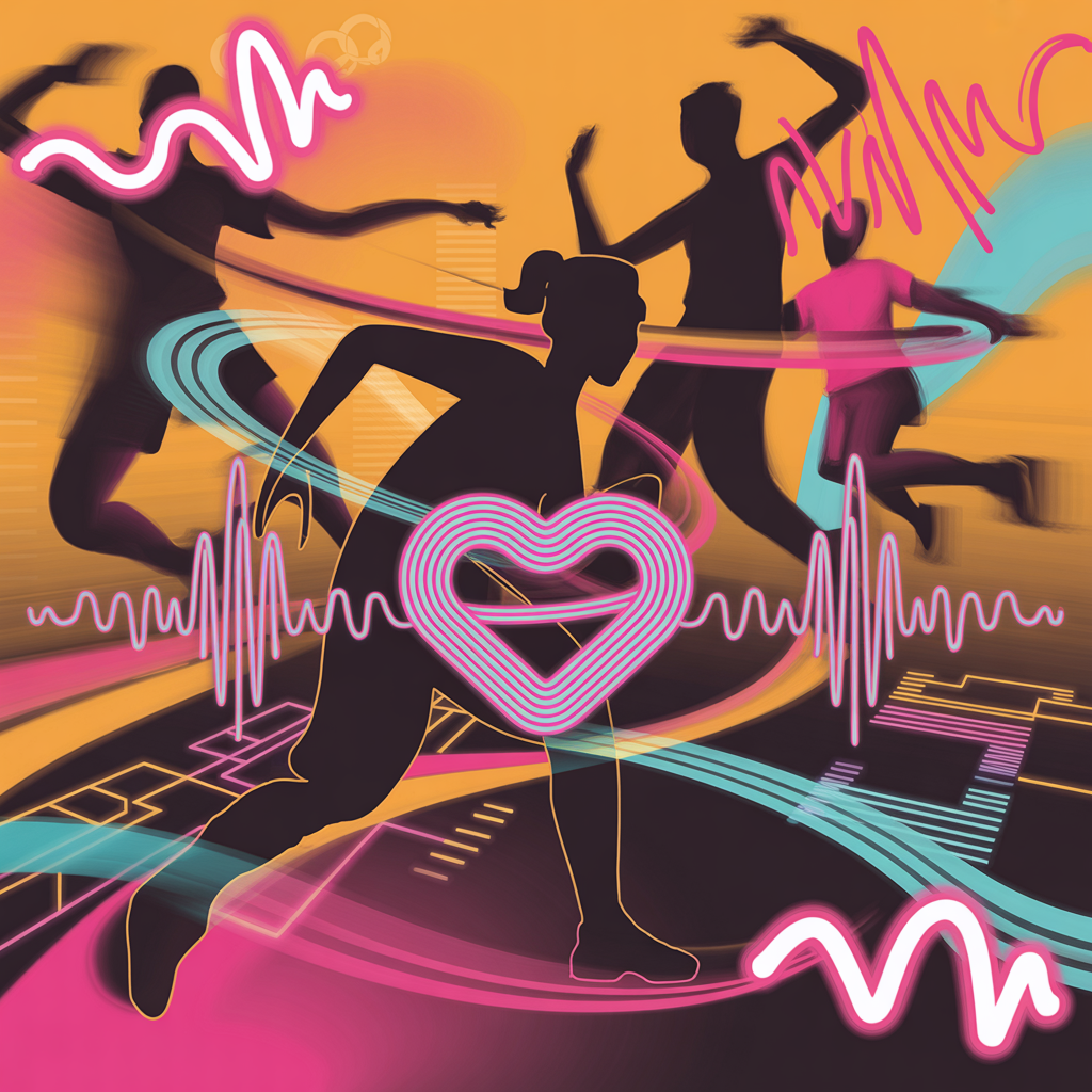 Representação abstrata da essência de um hit de funk rave com ondas sonoras neon e energia de pista de dança.