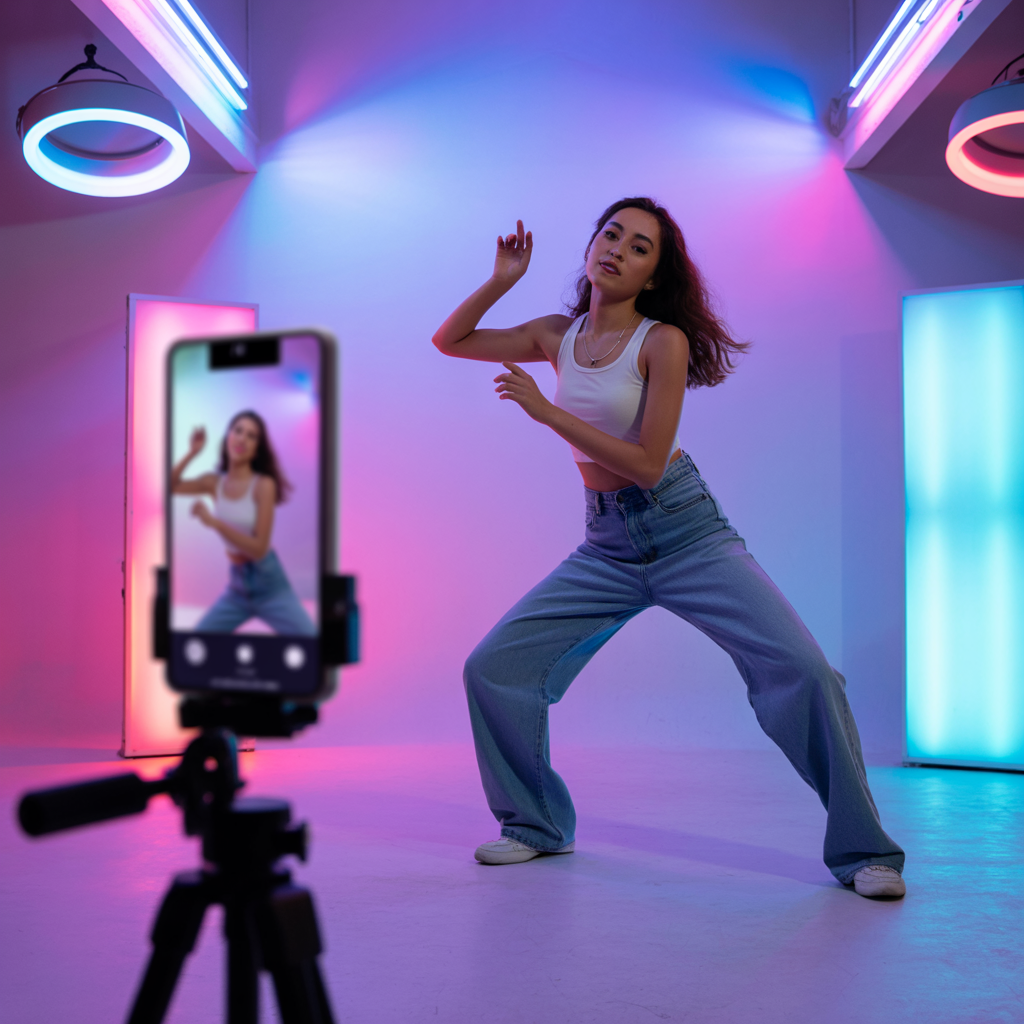 Criação de coreografia viral de funk nas redes sociais para promoção de ‘Posso Até Não Te Dar Flores’.