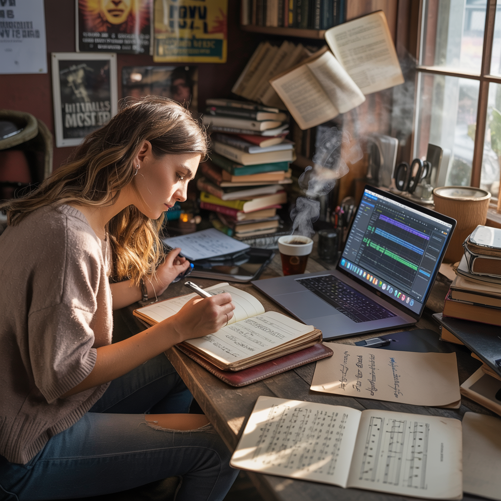 Letra ilustrada de Loucura Minha mostrando a mistura de drama e leveza nas emoções juvenis.