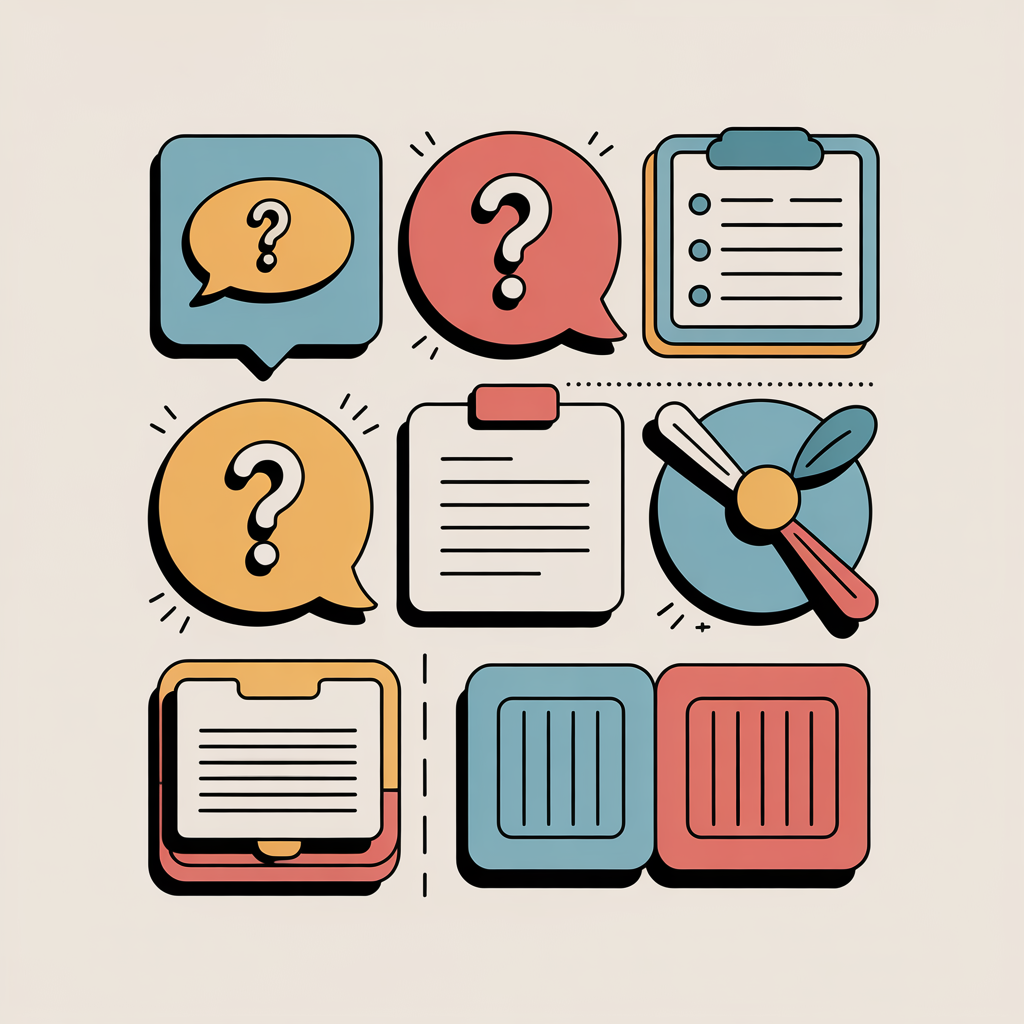 Imagem ilustrativa com ícones de perguntas e respostas representando uma seção FAQ.
