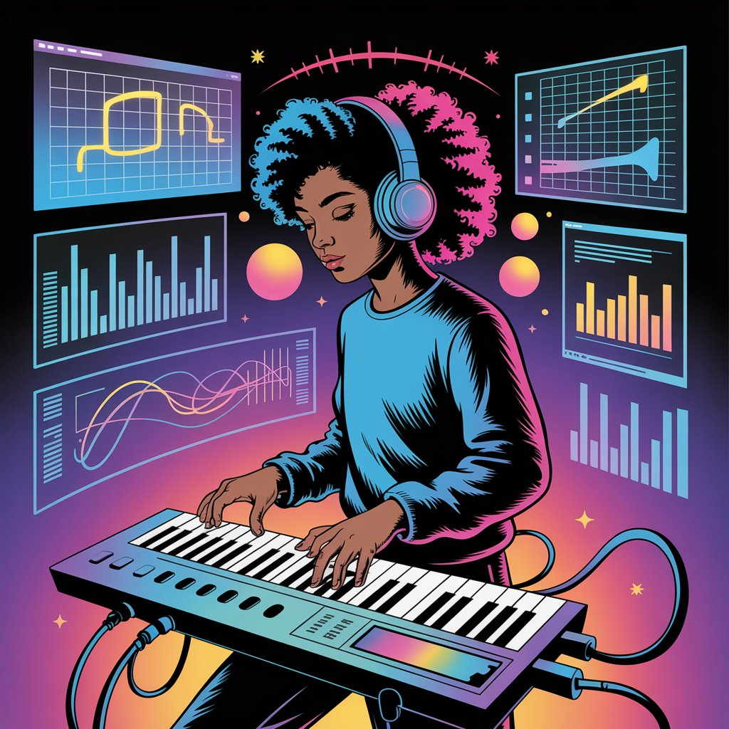 Ilustração abstrata mostrando contraste entre estresse mental e libertação pela dança no funk.