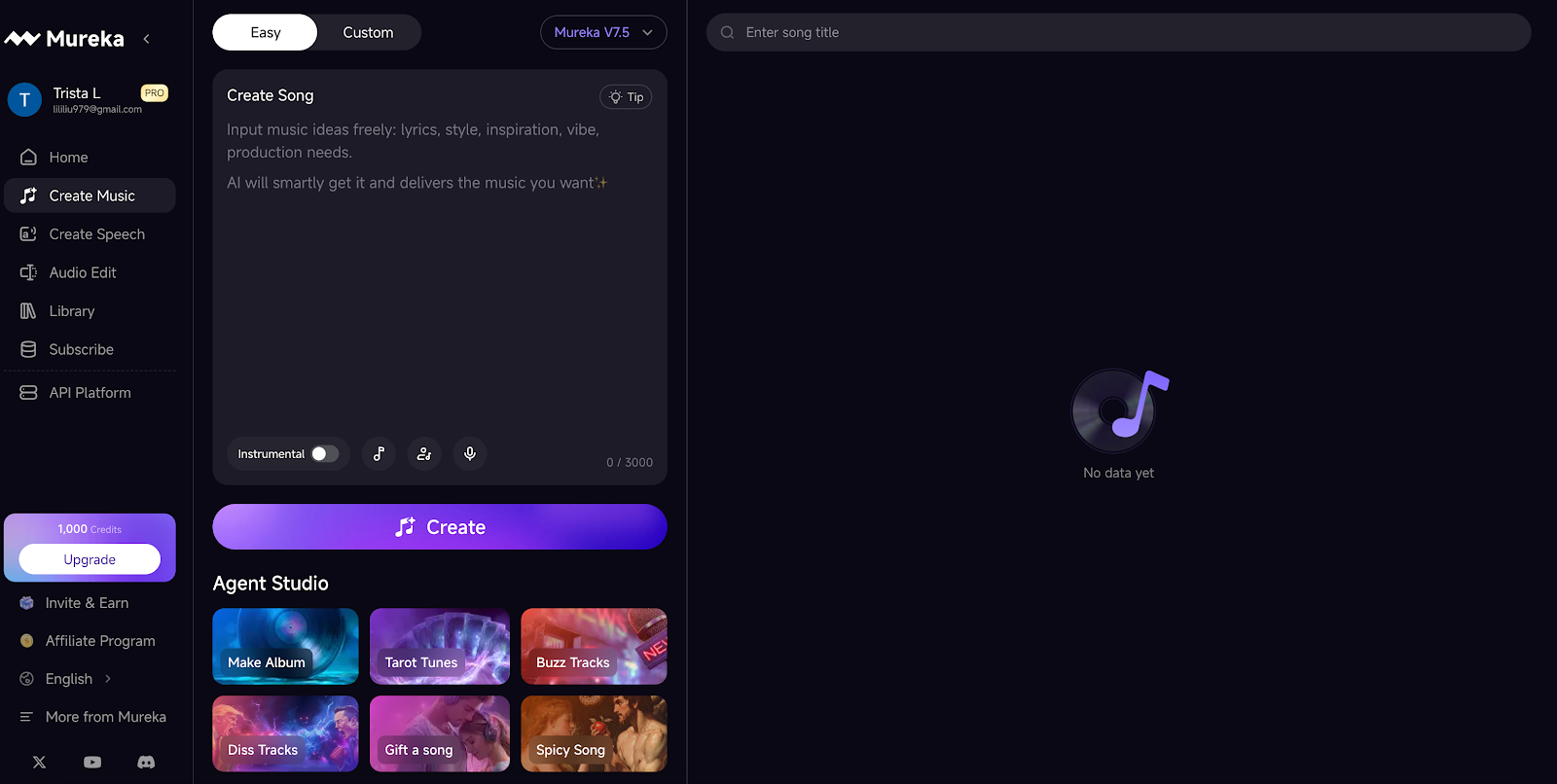 Mureka AI music generator interface